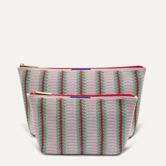 The Travel Pouch Set - Watermelon Market Stripe