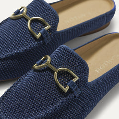 The Double Bit Loafer Mule - Blue Raffia-Knit