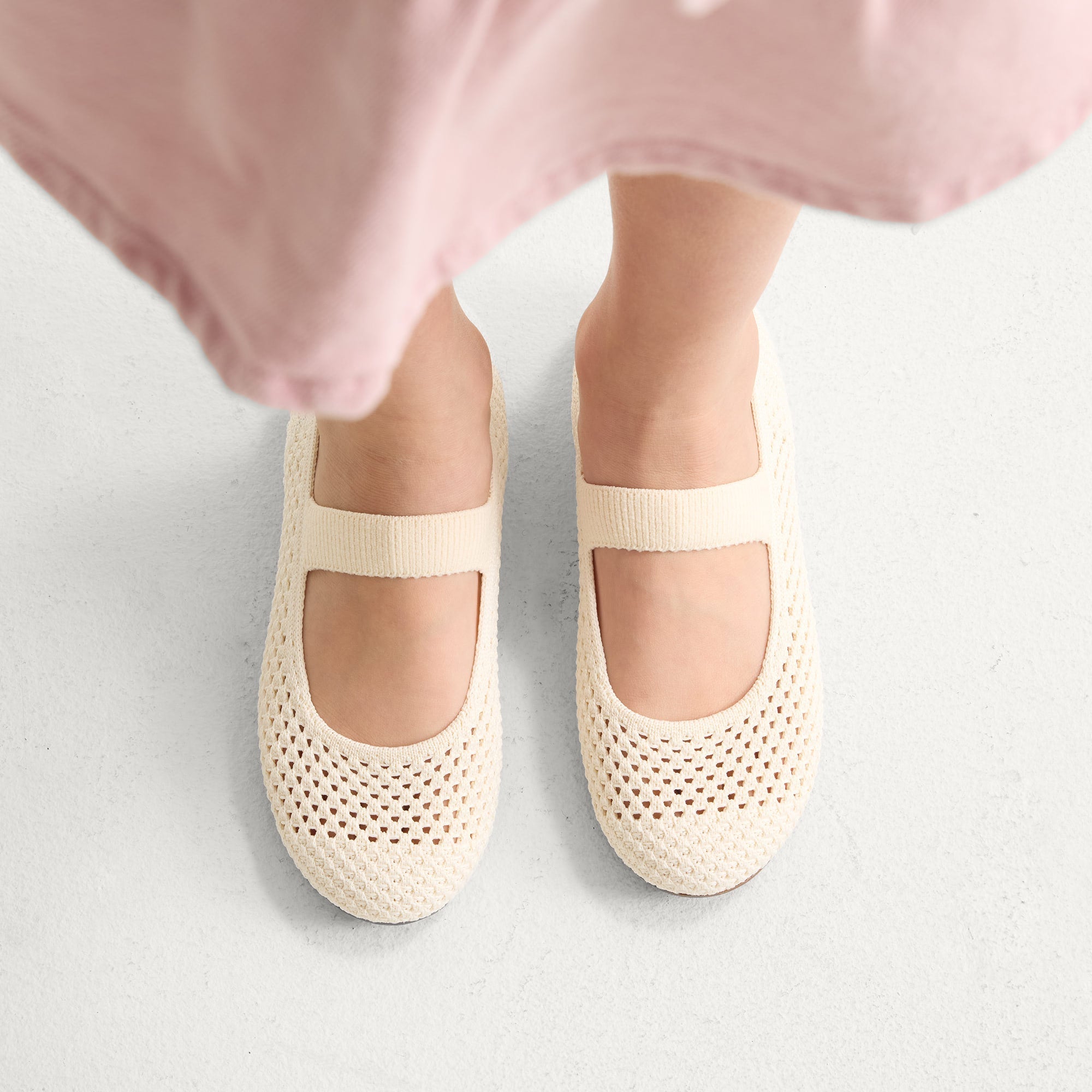 The Kids Mary Jane - White Open-Knit