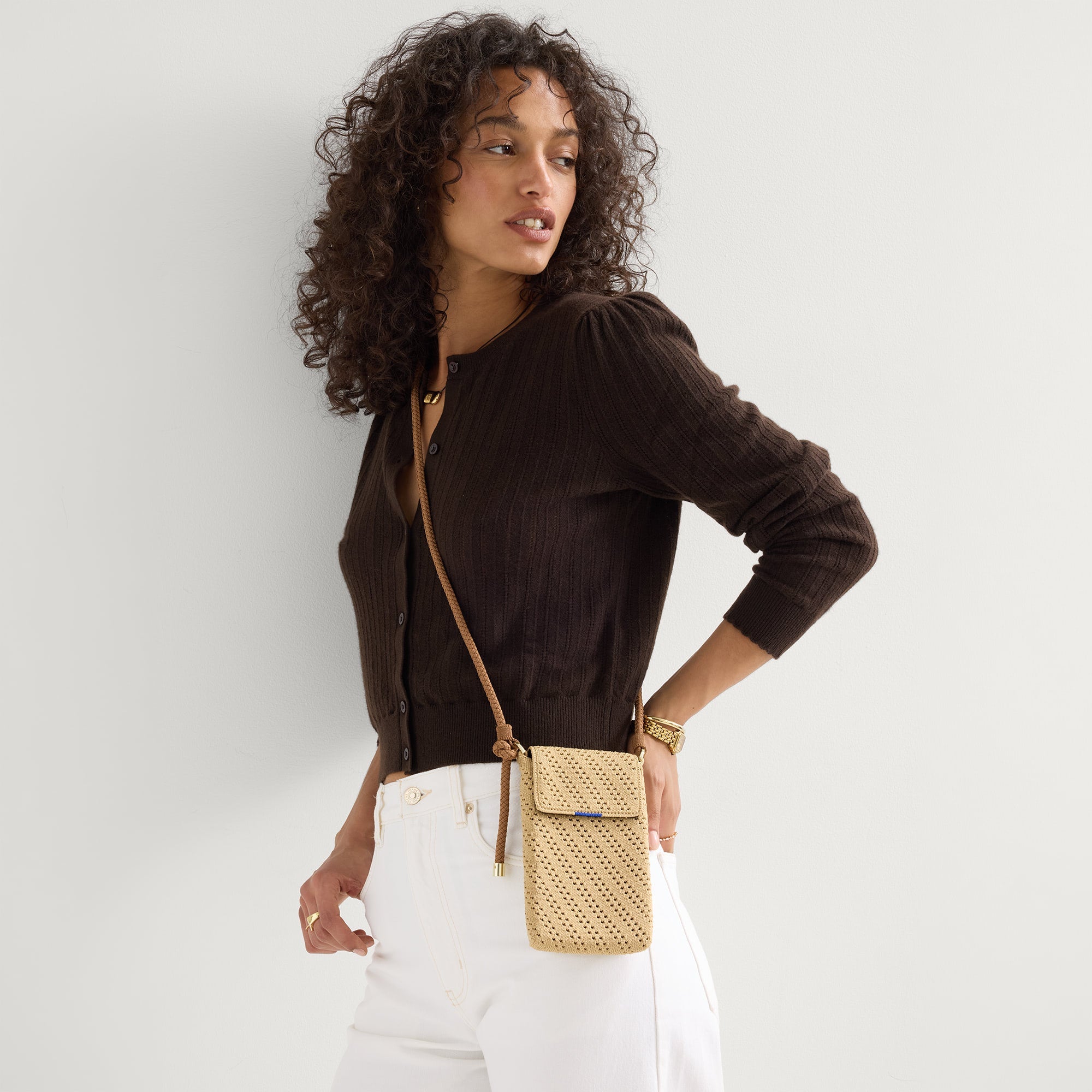 The Phone Crossbody - Brown Butter Crochet