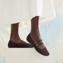 The Double Buckle Mary Jane - Chocolate Mesh
