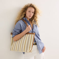 The Lightweight Zip Tote - Sunbeam Market Stripe