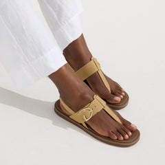 The T–Strap Sandal - Metallic Golden Sun