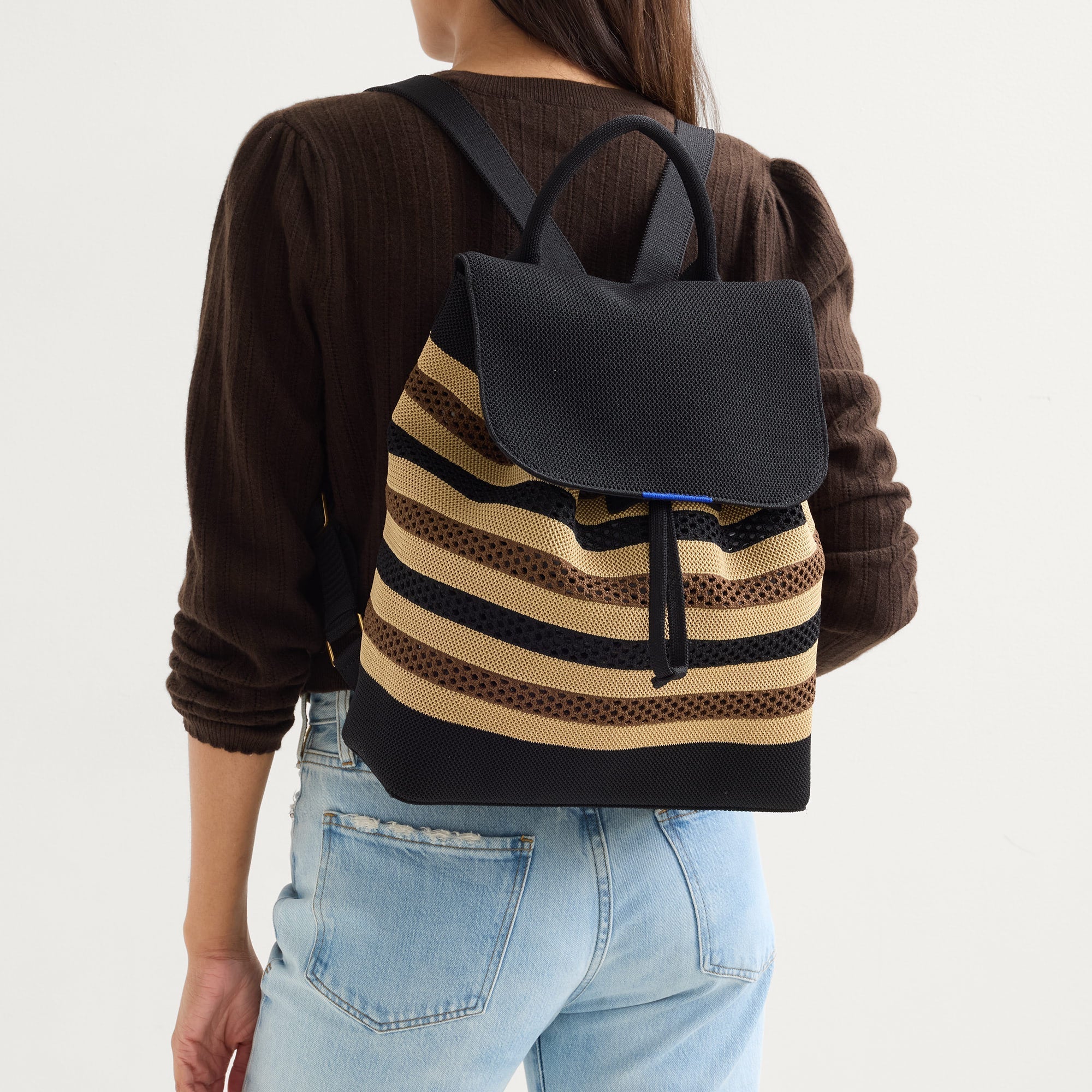 The Cinch Backpack - Mocha Stripe Crochet