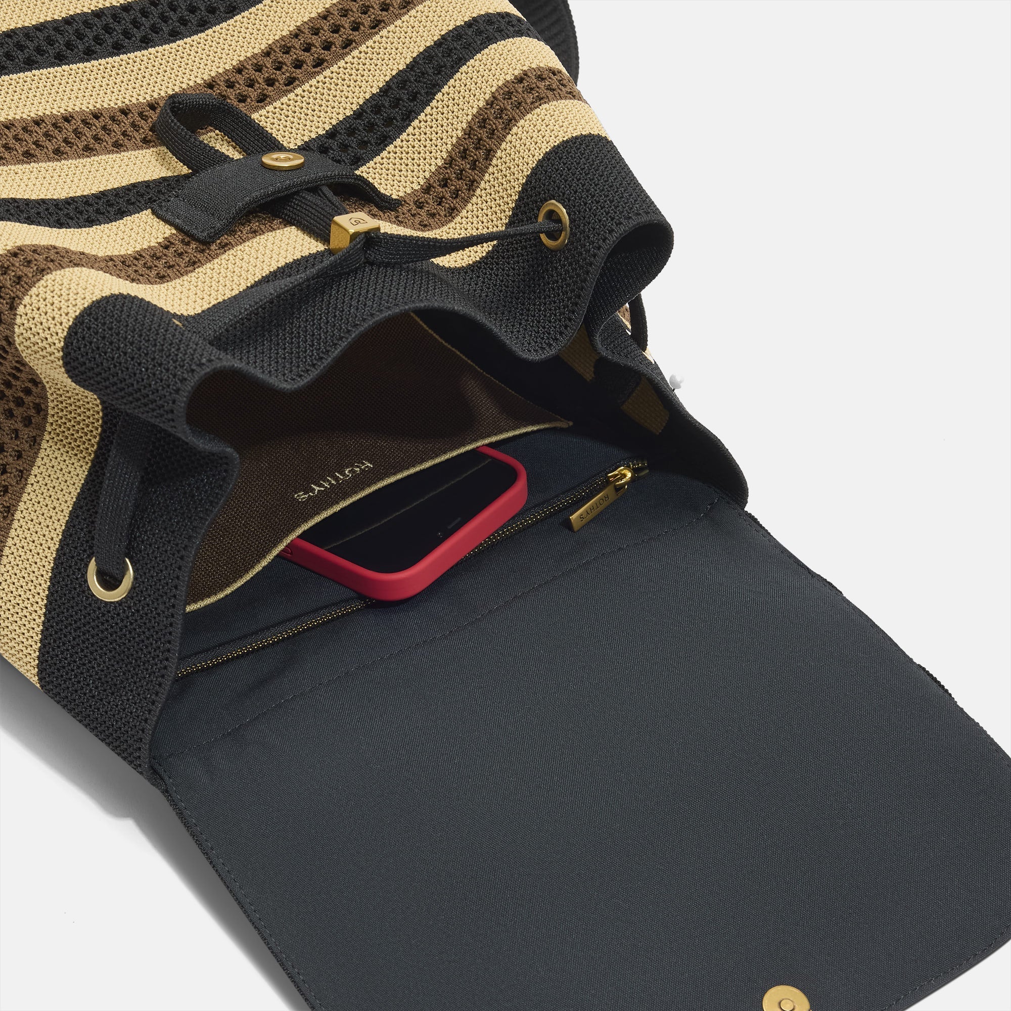 The Cinch Backpack - Mocha Stripe Crochet
