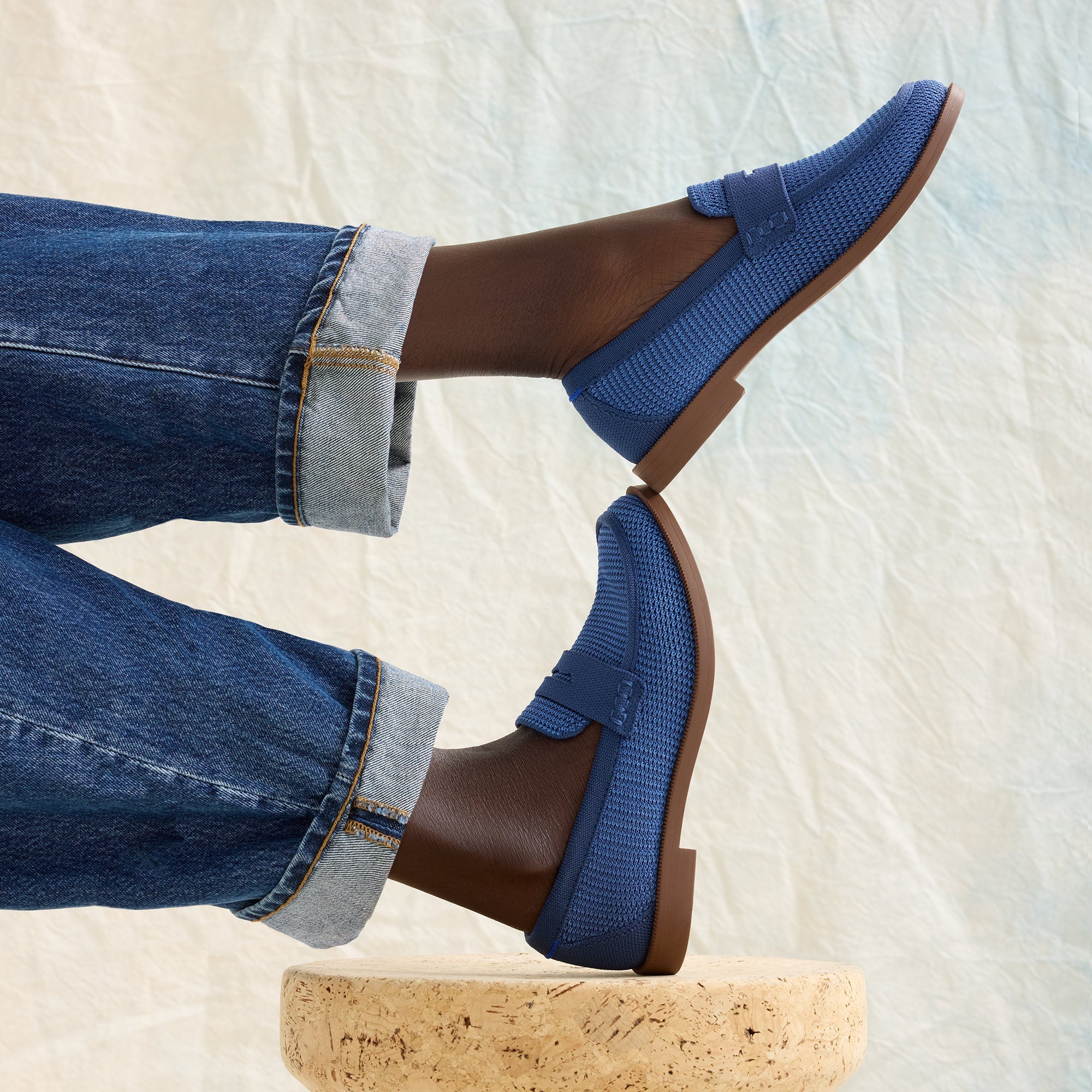The Penny Loafer - Blue Raffia-Knit