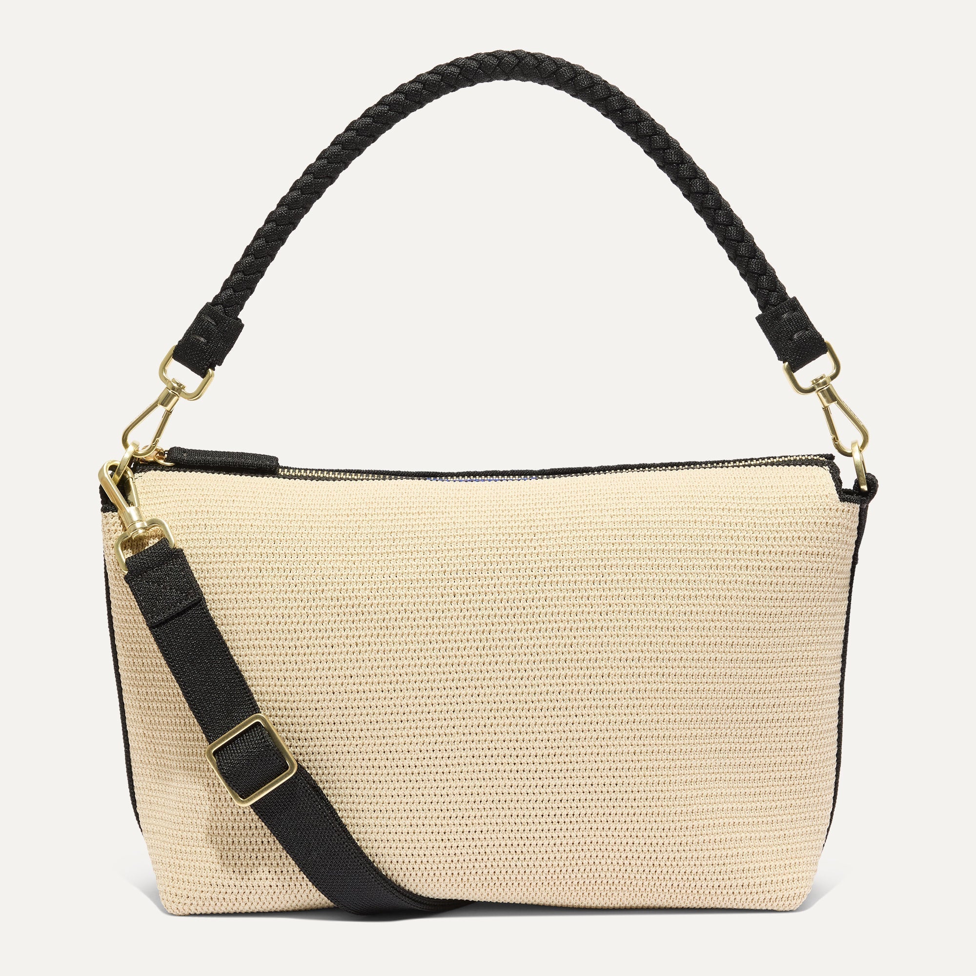 The Daily Crossbody - Black and White Raffia-Knit