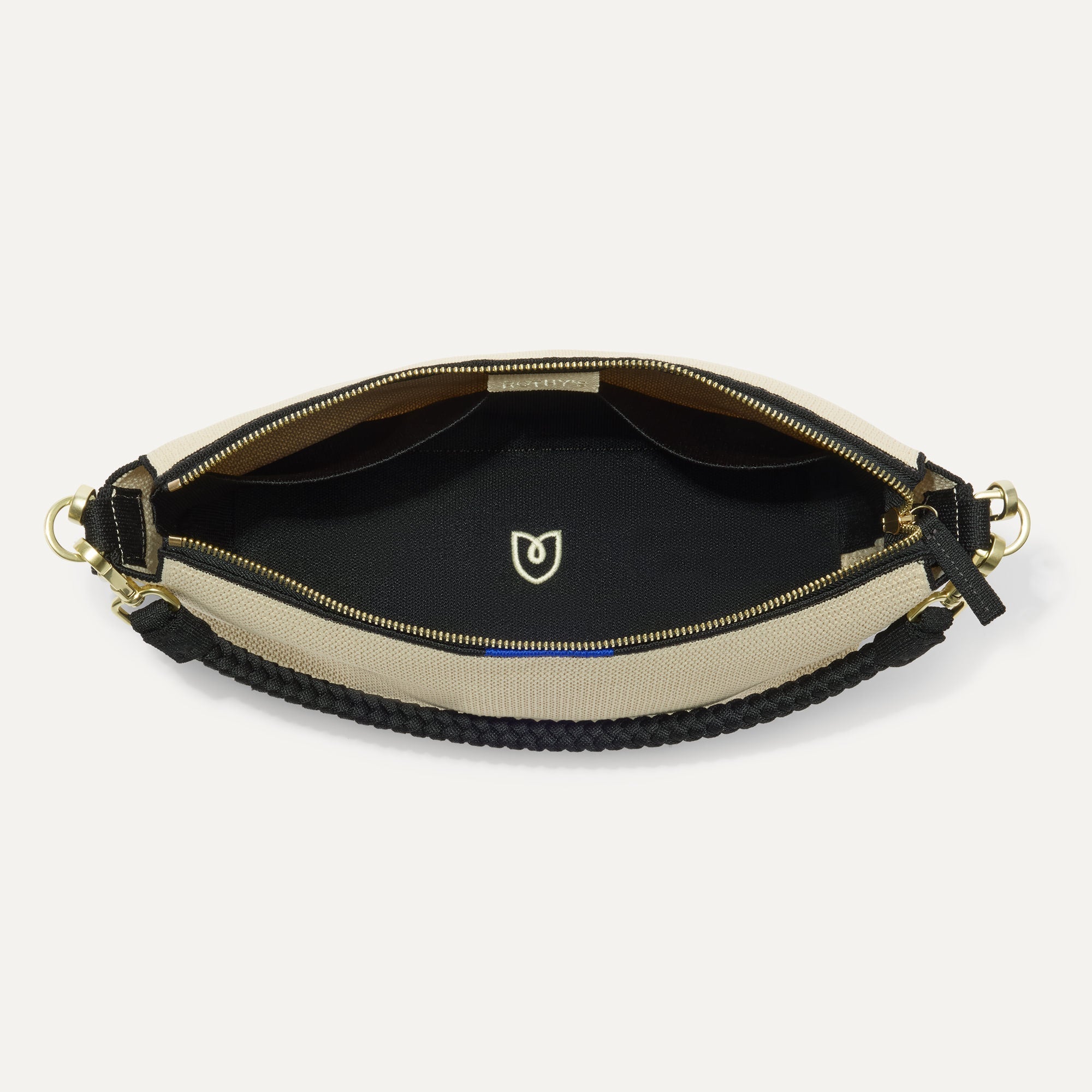 The Daily Crossbody - Black and White Raffia-Knit