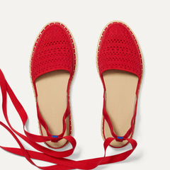 The D'Orsay Espadrille - Bright Red Crochet