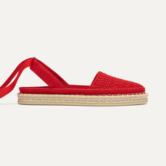 The D'Orsay Espadrille - Bright Red Crochet