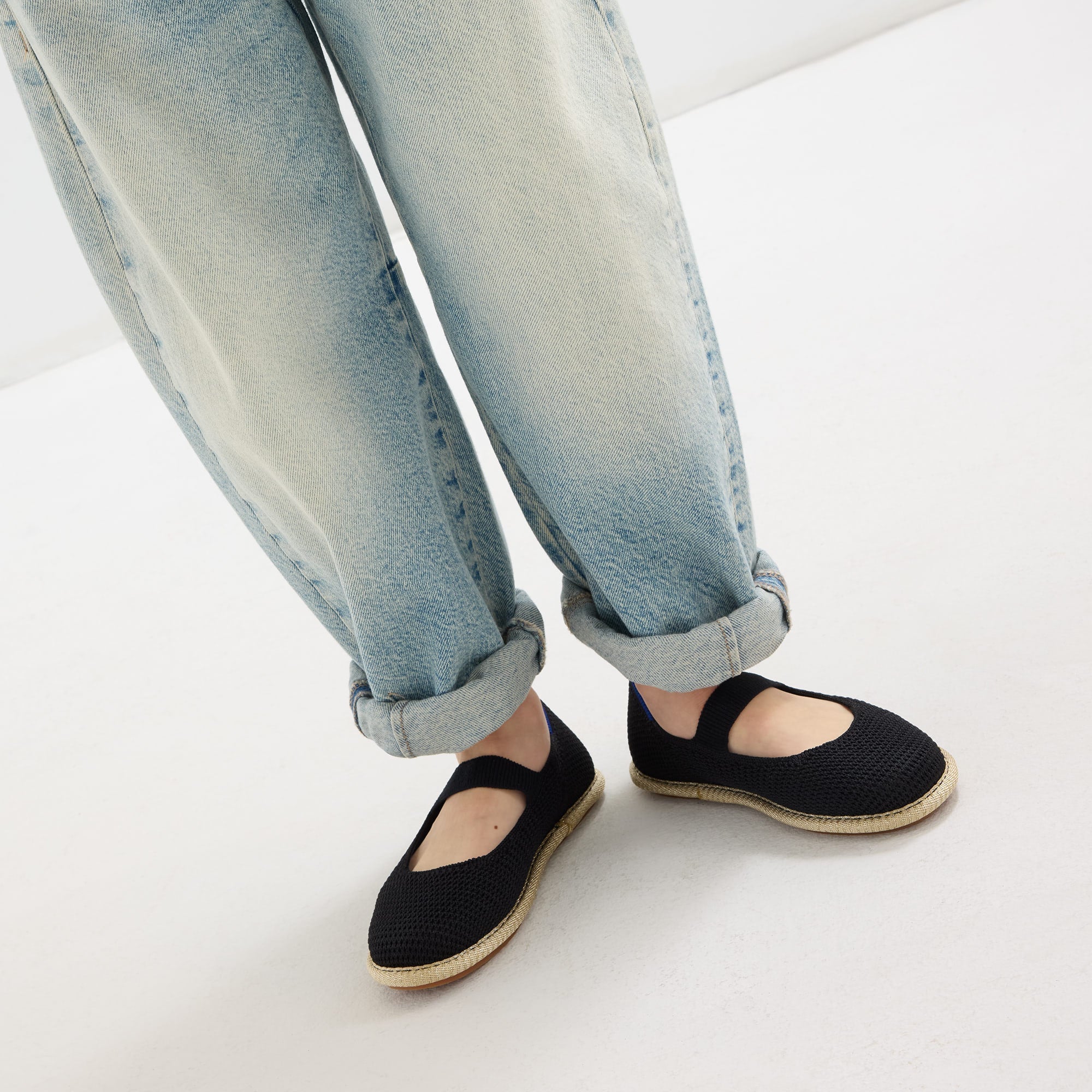 The Mini Mary Jane (for Kids) - Black Raffia-Knit