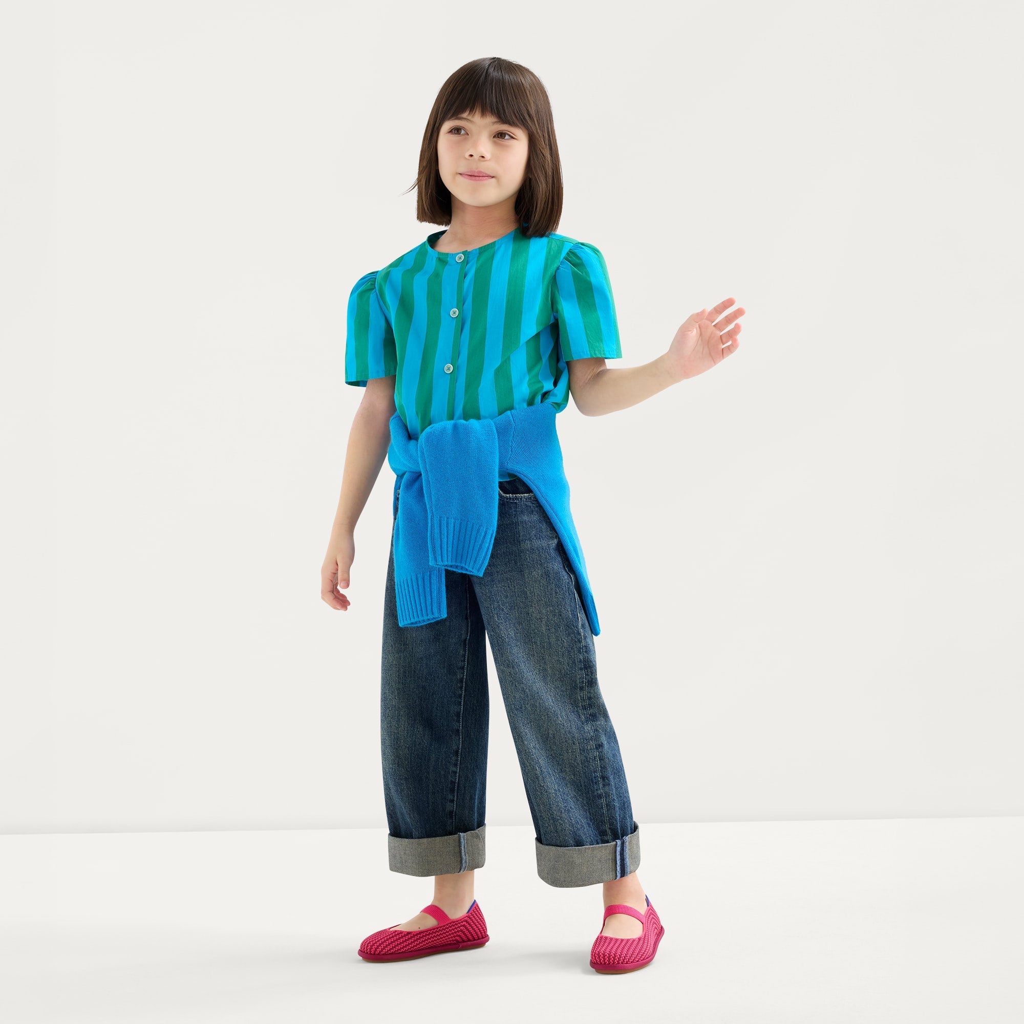 The Mini Mary Jane (for Kids) - Raspberry Stripe