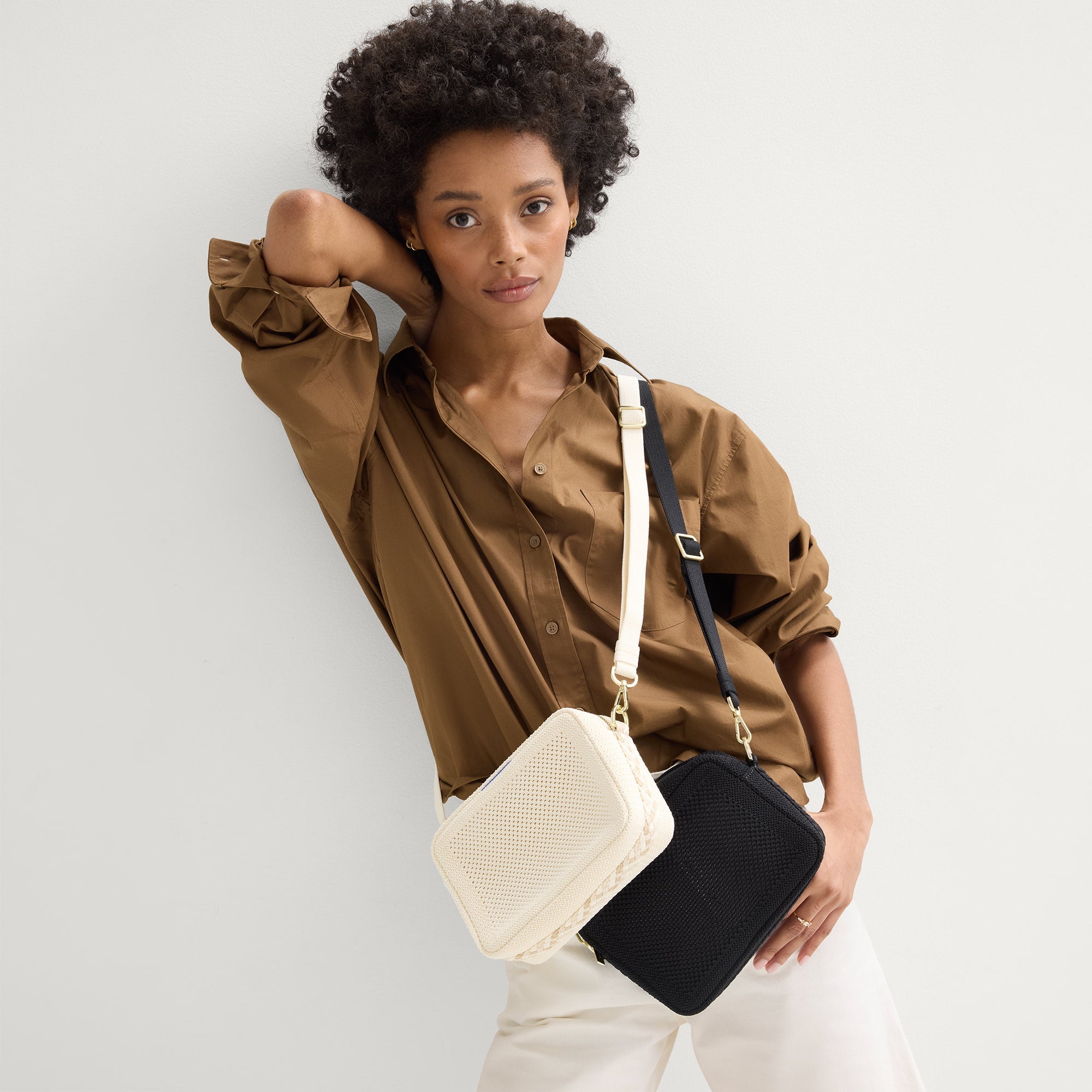 The Crossbody Camera Bag - Cream Twist Open-Knit